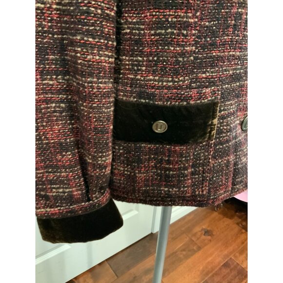 Dolce & Gabbana Red & Brown Alpaca Tweed Jacket w/ Fringe Trim Sz 8 (US) 42 (IT) - Picture 4 of 9